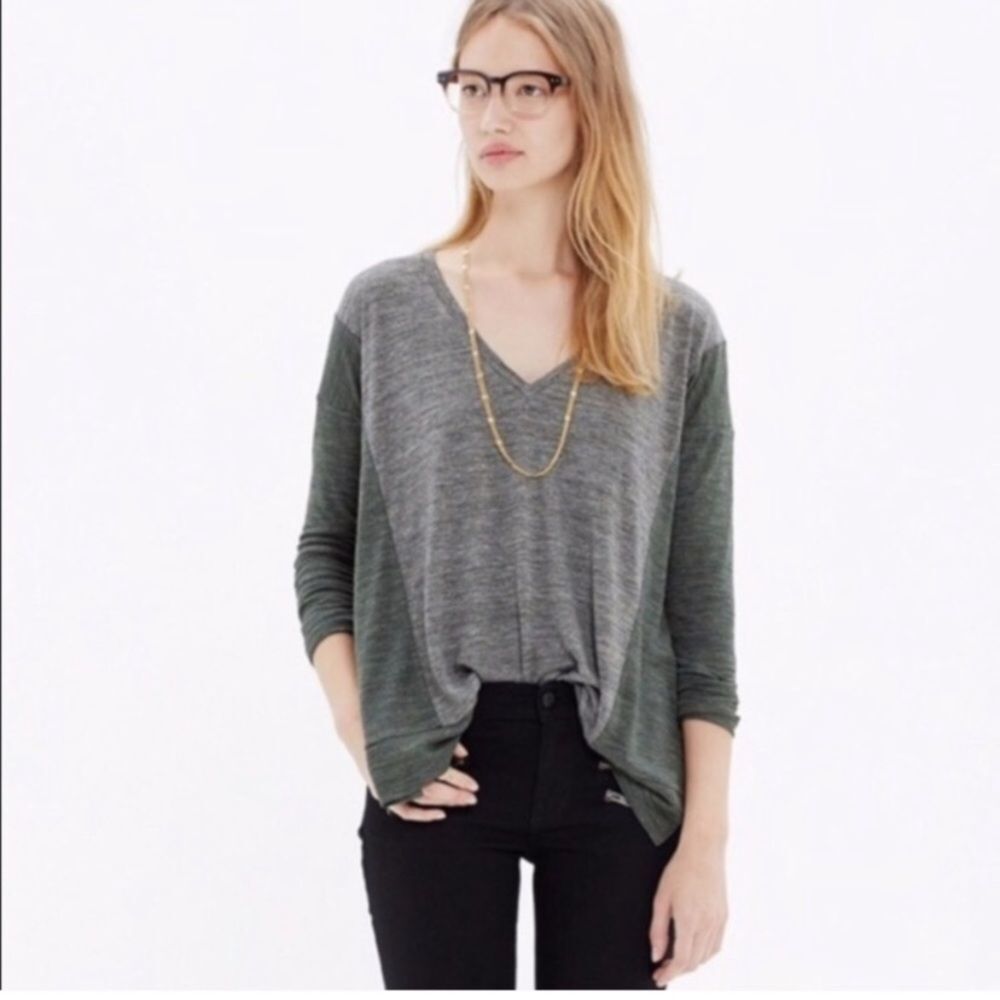 Madewell color lock oversized long sleeve tee viscose size XS